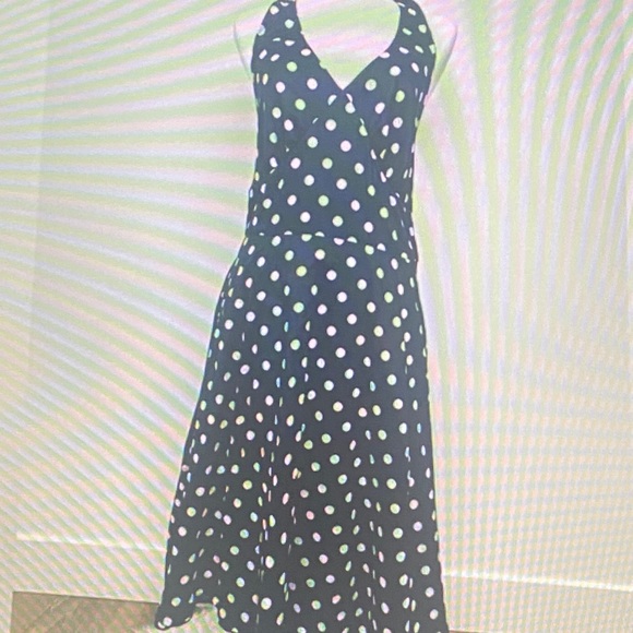 Jones New York Navy Polka Dot Midi Dress - Picture 1 of 1